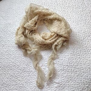 🚨5 FOR $25🚨 SEND OFFER Cream Fluffy Scarf with Rustic Fringe